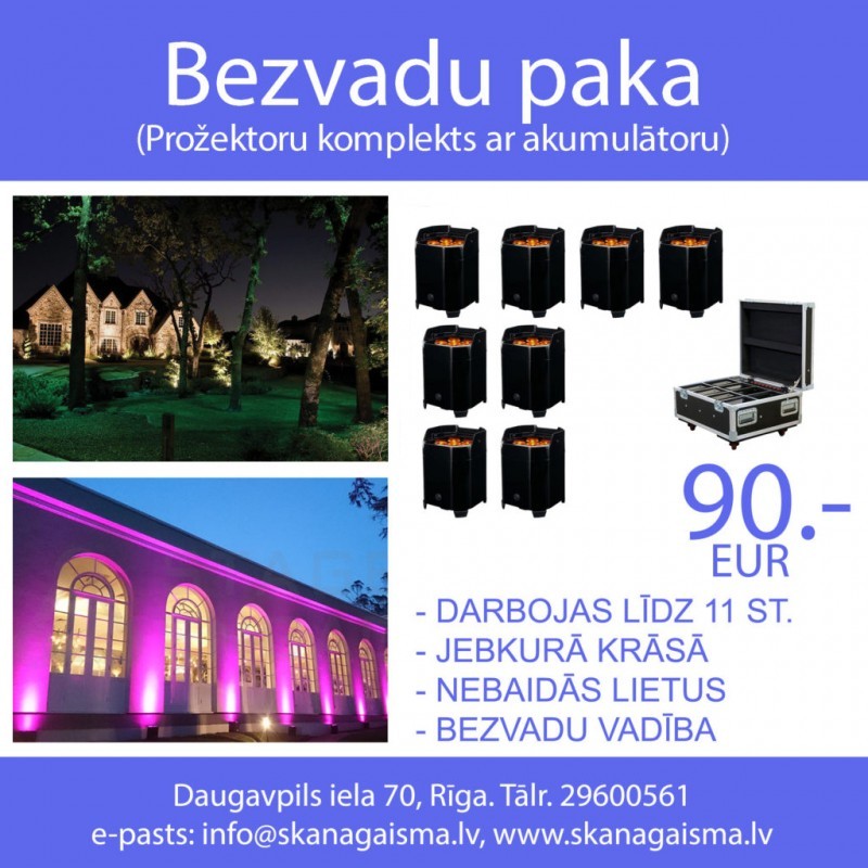 BEZVADU AKUMULATORA APGAISMOJUMA PAKA